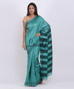 Sea green handloom tusser silk saree
