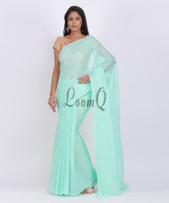 Light Beige Classic Plain Handloom linen saree
