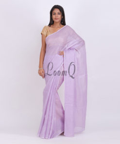 Violet Classic Plain Handloom linen saree