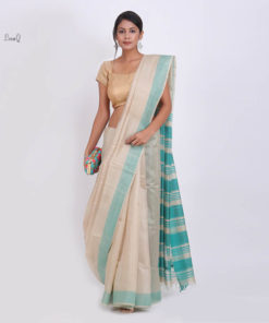 Elegant tussur silk saree with color aanchal