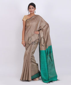 Tussure handloom silk saree with color aanchal