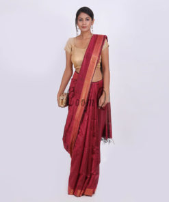 Black with Ghicha aanchal handloom cotton silk saree