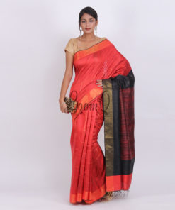 Red with uchaan aanchal handloom dupion silk saree