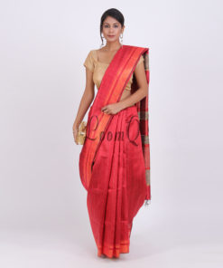Red with dezine aanchal Dupion silk saree
