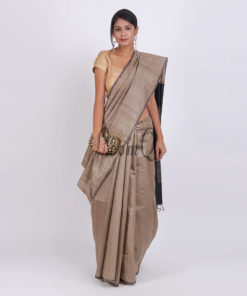 Claasic Tusser with Black aanchal Handloom silk saree