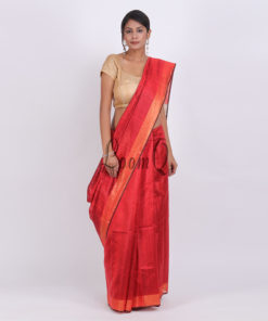 Red with ghicha aanchal handloom dupion silk saree