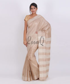 Tusser with white stripe classic handloom saree