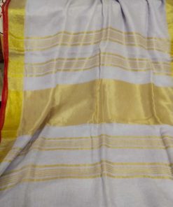 Gold Zari Tripe Linen saree